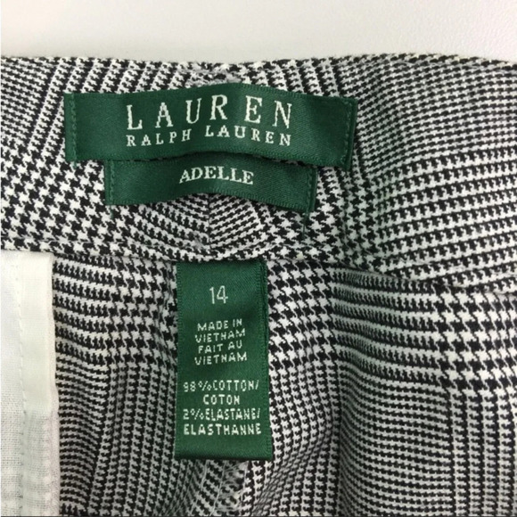 EUC Lauren by Ralph Lauren black & white houndstooth boot cut pants sz 14 - Picture 3 of 4
